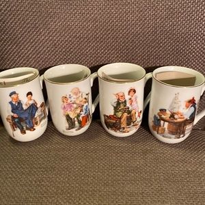 Vintage Norman Rockwell Collector Mugs (Set of 4)